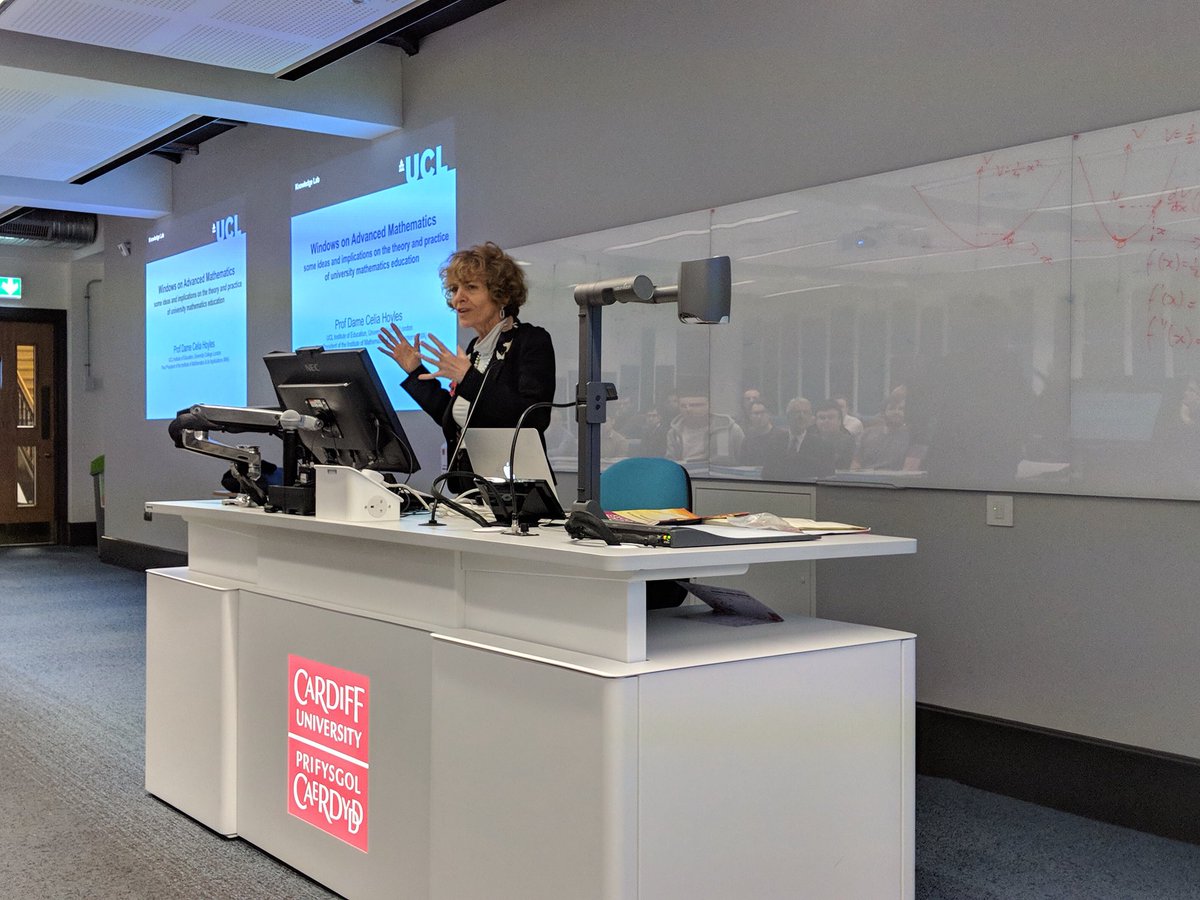 drvinceknight's tweet photo. Dame Celia Hoyles is giving the opening talk at the inaugural meeting of @MathsCU mathematics education research talk. 👍 https://t.co/u5SxSJ75n5