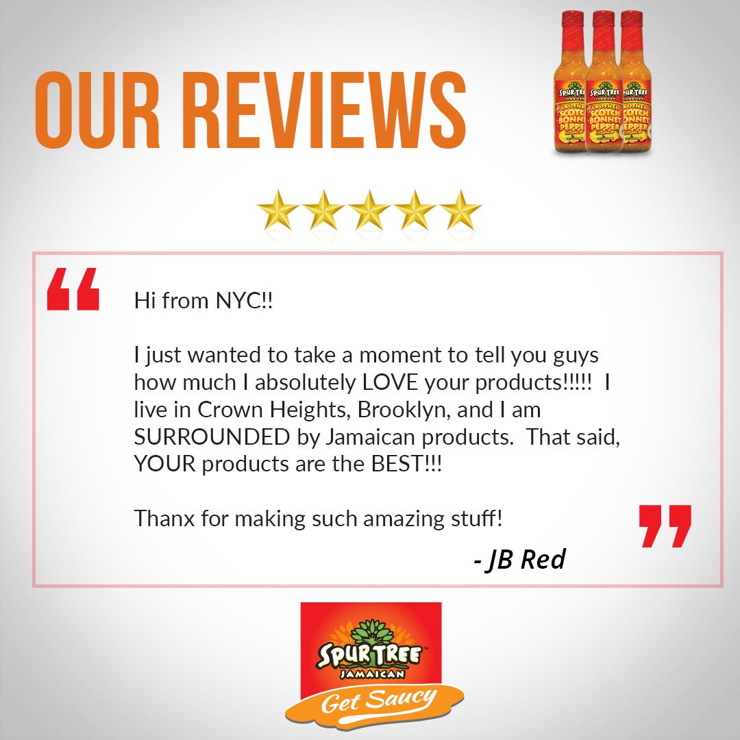 SpurTreeSpices's tweet photo. When you want that authentic #JamaicanFlavour #SpurTreeSpices has got you covered!
Thank you JB Red for sending us some love all the way from #NYC.
Share with us your favourite #SpurTree product! https://t.co/0AbIGYpjpq