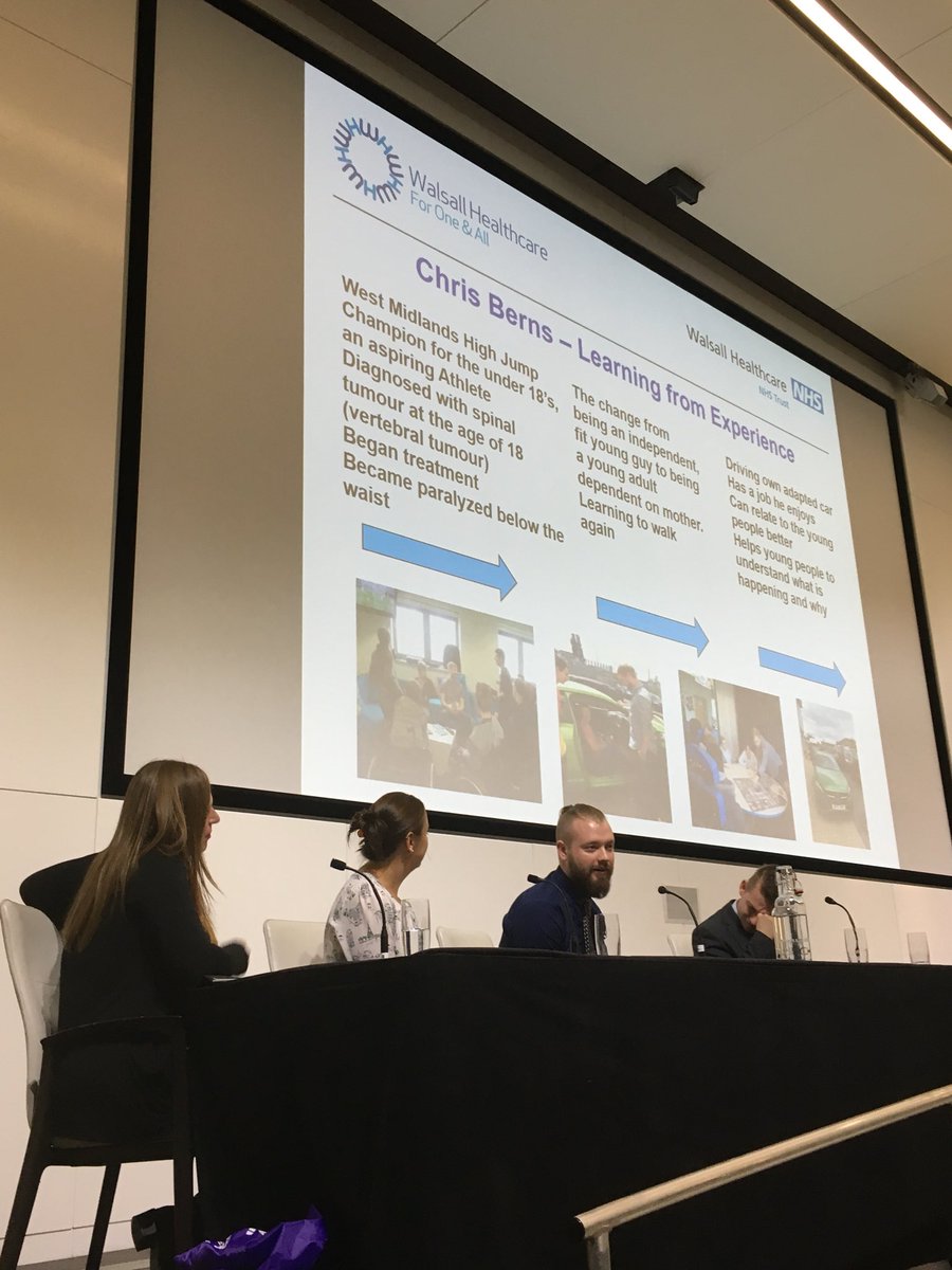 LucyAlexandria's tweet photo. Chris Berns sharing his amazing story. Ewing’s sarcoma which paralysed him from the waist down, ruining his plans as an athlete. However is now a clinical support worker at @HealthTransWH. Truly inspirational, using his experiences to help &amp; support others #QNITransition #YAExp https://t.co/shvu1HFRFB