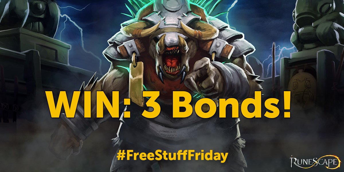 RuneScape's tweet photo. How'd you like 3 shiny new Bonds?  💰💰💰

Get ready for #FreeStuffFriday. Just follow and RT to enter.

Winners announced on Monday. Go! 💨 https://t.co/VeIhNt9q3S