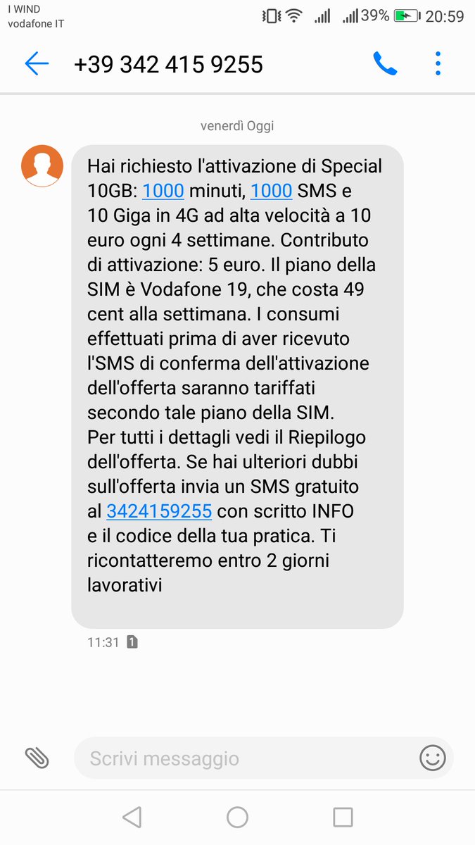 erghitano1's tweet photo. @VodafoneIT Ho ricevuto SMS sul numero da portare in vodalfone https://t.co/JlHBrMSm6l