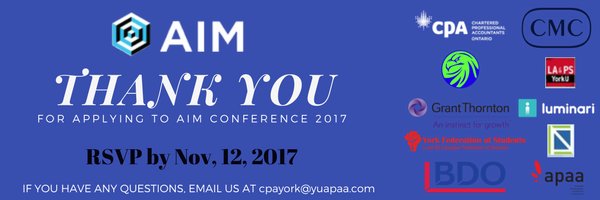 Thank you for applying to AIM Conference 2017!

We have emailed out our first round of acceptance emails to AIM delegate. Those who have been accepted must RSVP using the link in the email no later than November 12 at 11:59PM!