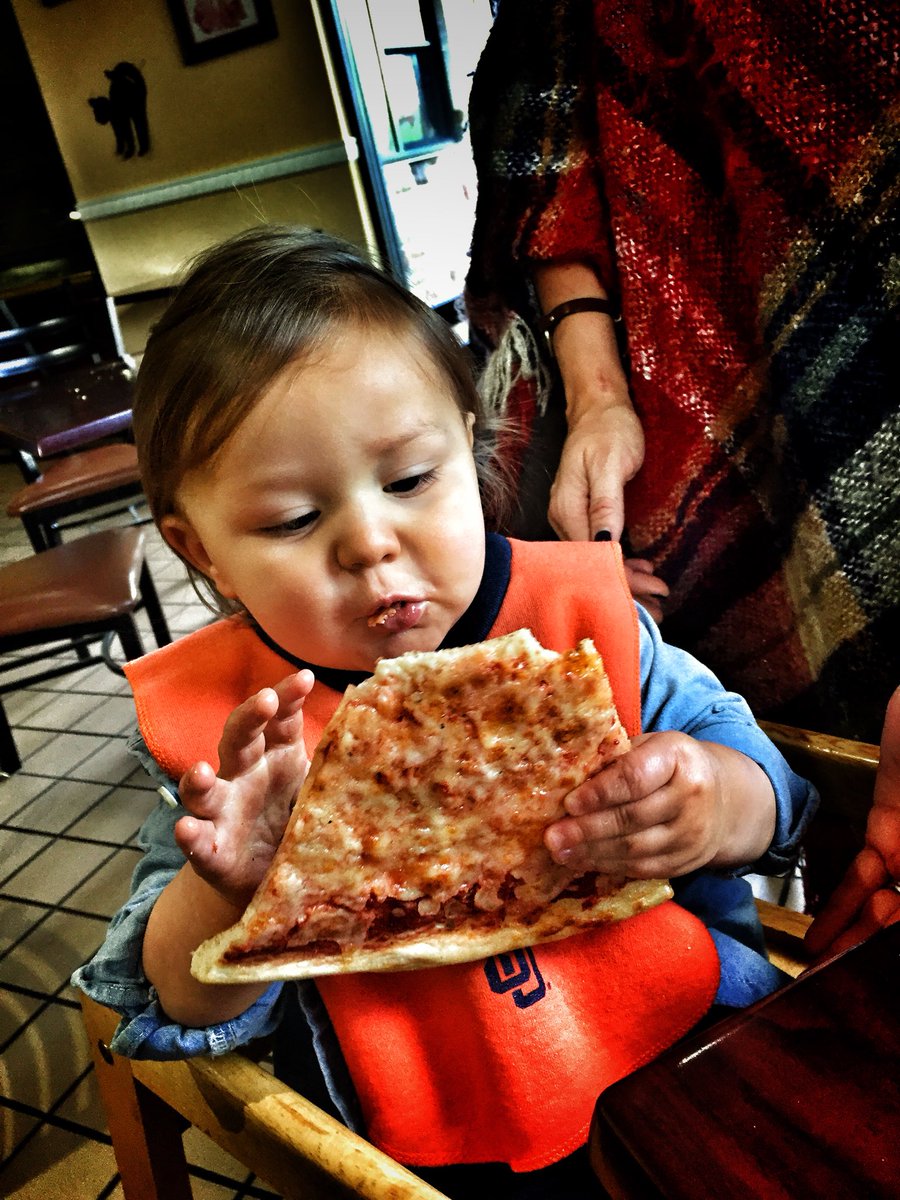 jrenaywash's tweet photo. First-timers at #ParkwayPizza, the little dude and I. Won’t be the last time. #firstpizza #crispychix #Utica https://t.co/3qe52O8PwF