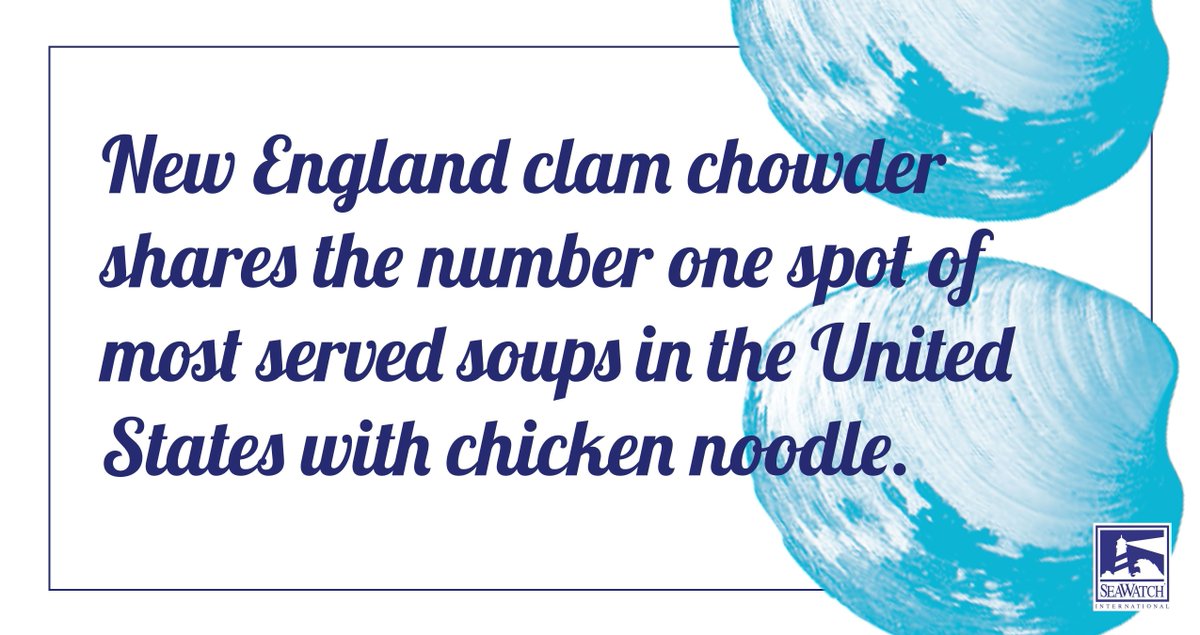 SeaWatchSeafood's tweet photo. New England clam chowder shares the number one spot of most served soups in the US with chicken noodle. #CLAMazing #ClamChowder #SeaWatchInt https://t.co/Dhs5AQESz8