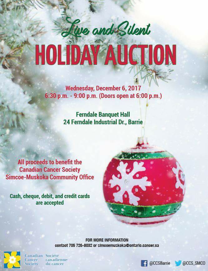 SafeStateInc's tweet photo. 24th Annual Canadian Cancer Society Holiday Auction! Come out and be apart of this great event and cause! #safestatesupports #greatcause #f*ckcancer #canadiancancersociety #Auction #ferndalebanquethall #BarrieOntario #simcoemuskoka #protectandsupport https://t.co/utxD2gxBCC