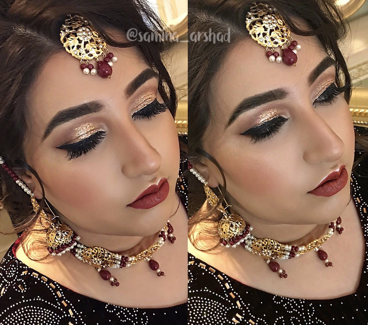 samina_arshad's tweet photo. Gold pigments giving life 😍 @NyxCosmetics @NYXCosmetics_UK @hudabeauty #cheerleader #goldpigment #makeup #makeupartist #eyebrows #redlips #mua #weddings #makeupbyme #MakeupTwitter #lashes #flawless https://t.co/bp1DigliPN