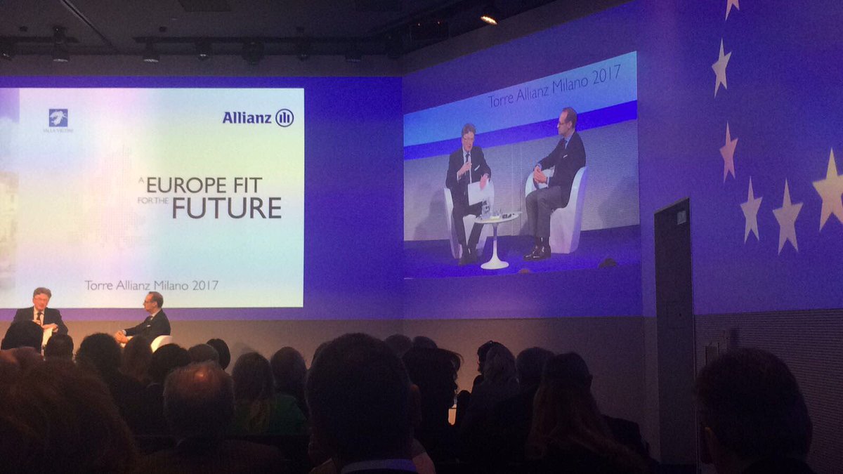 Villa_Vigoni's tweet photo. Il nostro Presidente Amb. #Gerds dialoga con il keynote speaker della #VigoniLecture17, l’Amministratore delegato di @Allianz Oliver Bäte, sul futuro dell’Europa https://t.co/nWRWNKiFYS