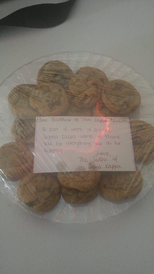 Big shoutout to the ladies of <a href="/SigmaKappaRU/">Sigma Kappa Rutgers</a> for the cookies