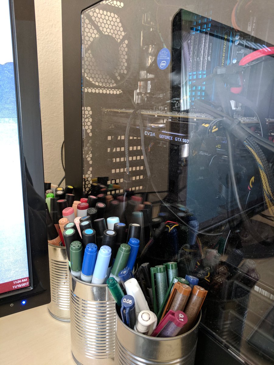ArtByRiana's tweet photo. Here's my current space! It's not too fancy but it's comfy for me! Big shout out to @frenchpressplz for giving me a beautiful Christmas card with a drawing of the Suihira mains that I keep on my desk all the time! #fridayworkspace https://t.co/srqzqG5ScF