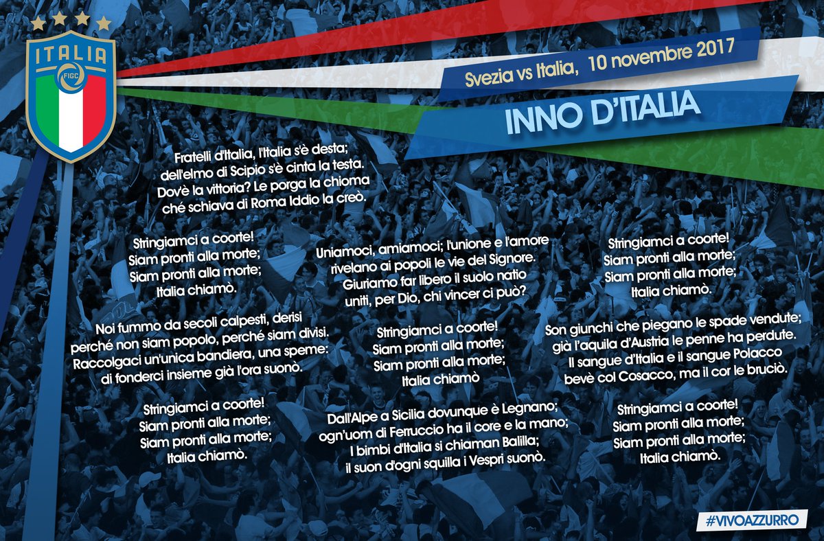 Azzurri's tweet photo. #Playoff #WC2018
TIFOSI #AZZURRI è il momento dell'#INNO d'#ITALIA!
🇮🇹🇮🇹🇮🇹🇮🇹🇮🇹🇮🇹🇮🇹🇮🇹🇮🇹🇮🇹🇮🇹🇮🇹🇮🇹🇮🇹🇮🇹🇮🇹🇮🇹🇮🇹

#SveziaItalia 🇸🇪🇮🇹
#SveIta ##Nazionale #VivoAzzurro https://t.co/JIIQwPuRw7