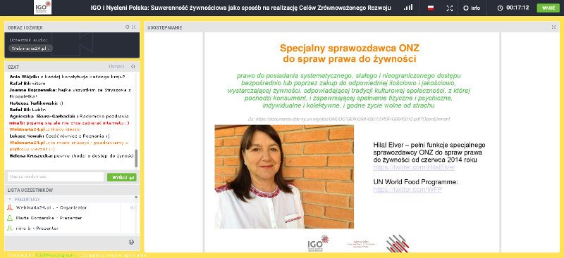 Now, a #webinar on #FoodSovereignty and #SustainableDevelopmentGoals. Webinar organised by IGO and #Nyeleni Poland. [For more see <a href="/IGO_PL/">IGO</a>]
