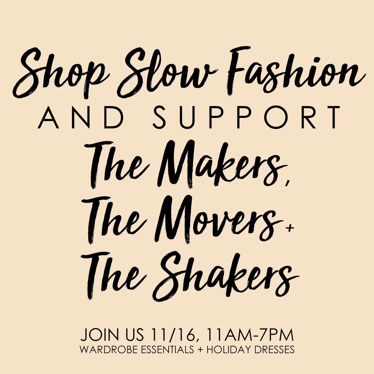 Join us for our #slowfashion #shopping event 11/16, 11am-7pm! We'll help you build a #sustainablewardrobe &amp; find a fancy frock for those #holiday parties. Hope to see you there! #shoplocal #madeinsf facebook.com/events/3077575…