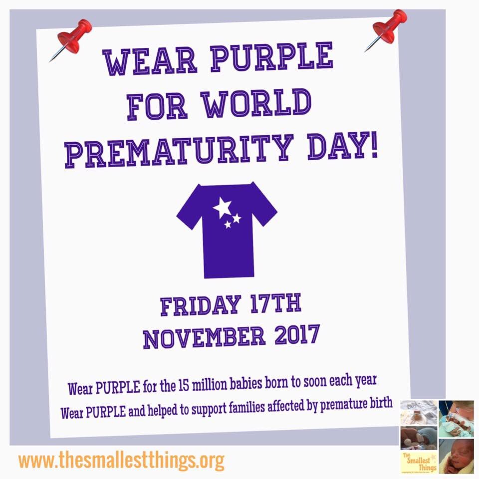 _SmallestThings's tweet photo. 17.11.17 - will you be wearing purple? #WorldPrematurityDay #WPD17 https://t.co/ZX5nlEfTBh
