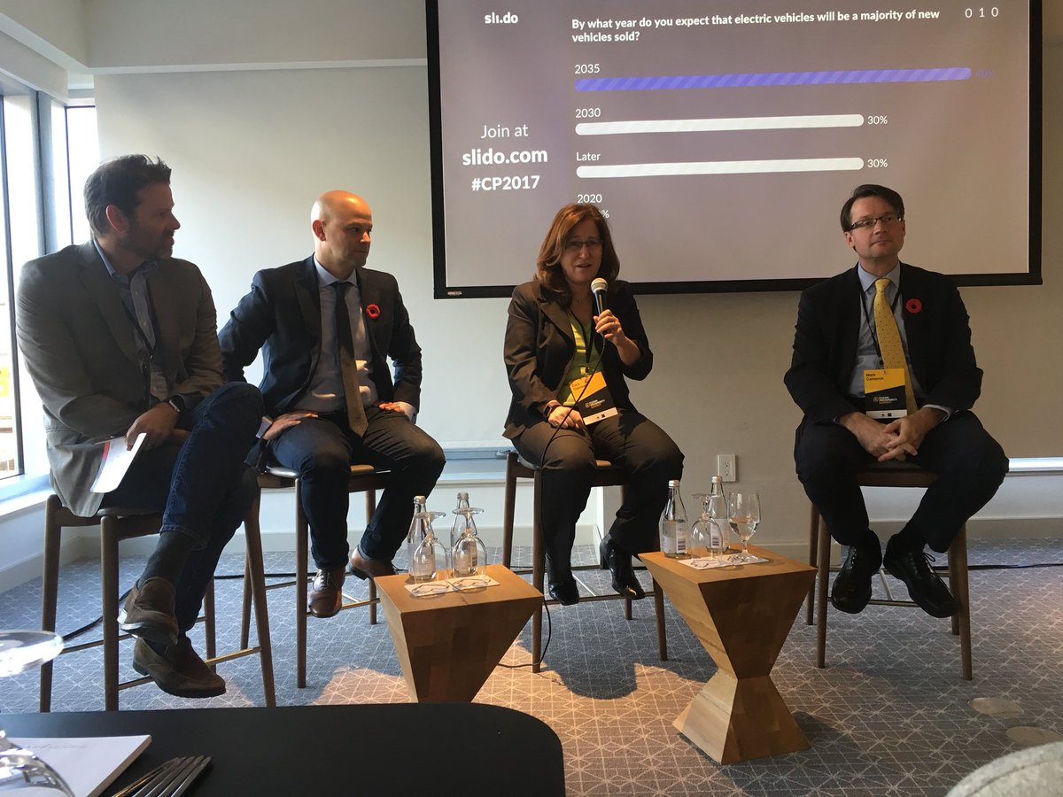 EcofiscalCanada's tweet photo. “It’s time for a broader conversation around EVs. It’s about congestion and pollution, our cities and how we get around them.” #CPSummit https://t.co/0lNFhHmZcm