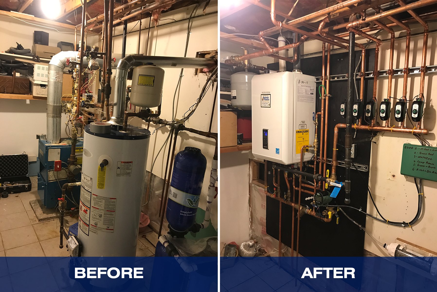 Navien, Inc. on X: What a space-saving transformation! Navien NCB-E combi-boiler  installation by Alex Loranger from Benjamin Franklin Plumbing in NJ. For  more information about our NCB-E combi-boilers, head over to  https://t.co/4OxWdYIzvk. #