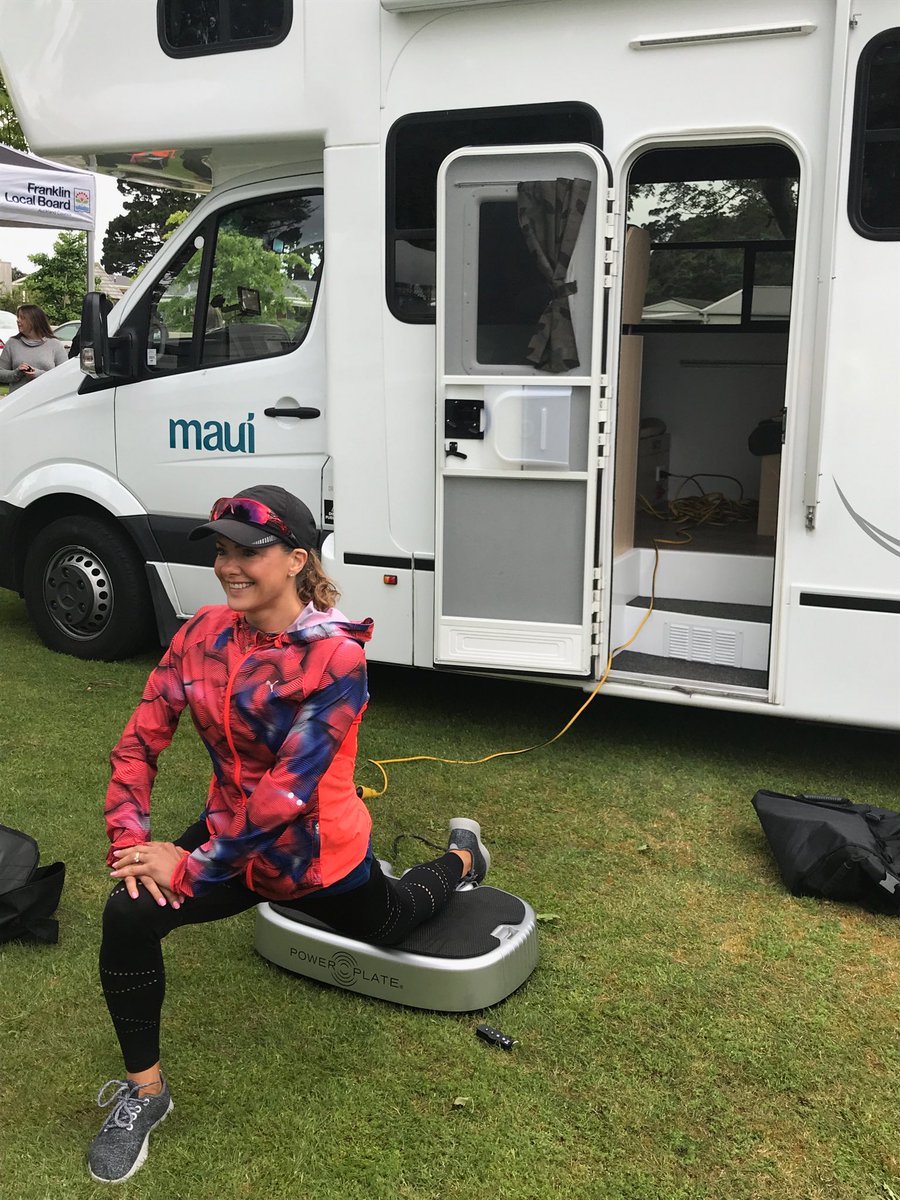 louhendo's tweet photo. @PowerPlate_NZ assisting athlete @marnieoberer stretch it out before she launches off onto her 25km #H2Hwalk raising funds for @OKECharity https://t.co/Ce30w9oFRf