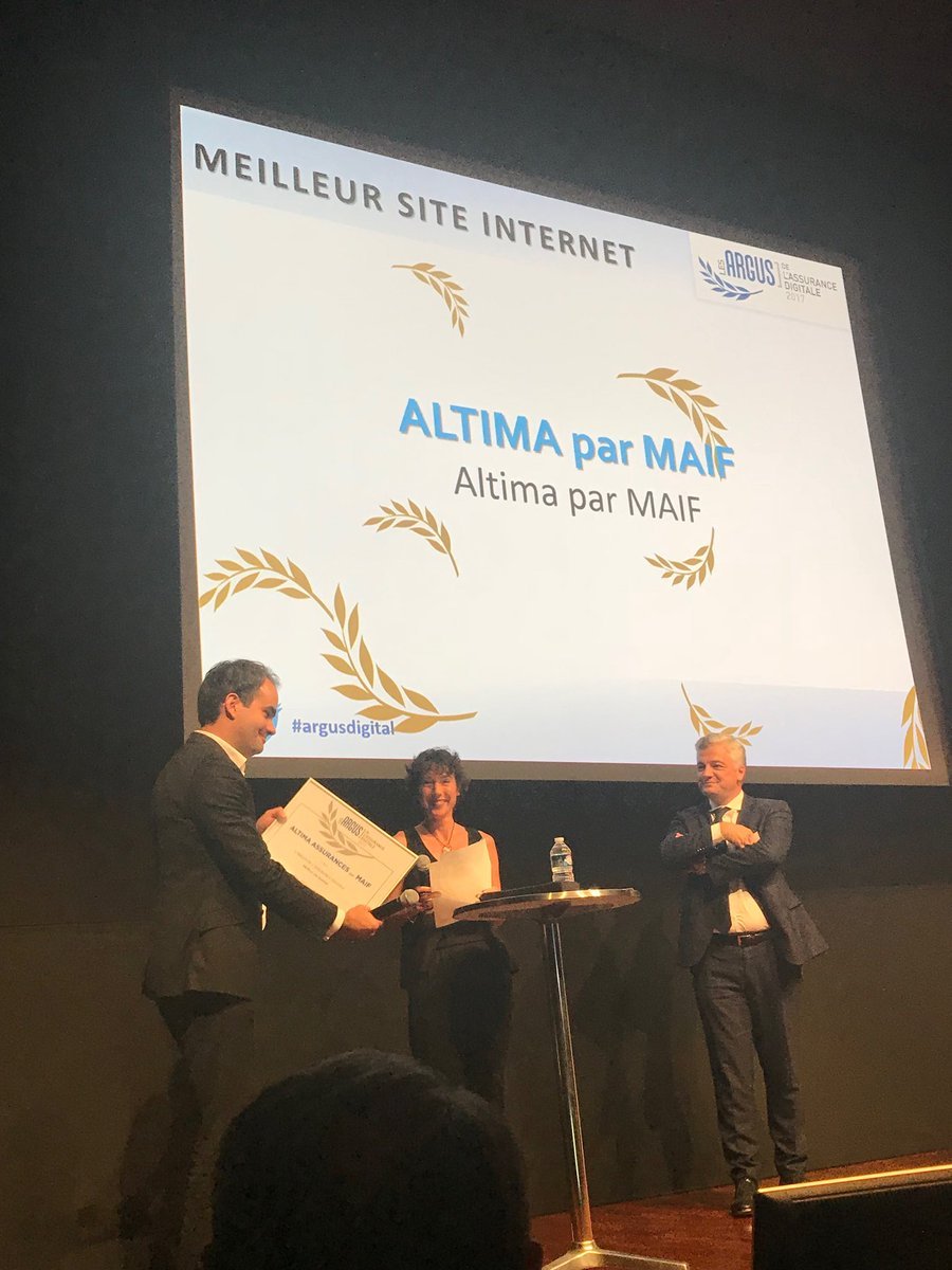 pascaldemurger's tweet photo. Bravo 👏 et félicitations aux équipes #Maif et #AltimaParMaif pour ces 3 trophées #ArgusDigital. Belle consécration pour @CMatheCathala  @Florent_VILLAIN  @RomainLiberge ! https://t.co/meRWtU6WEr