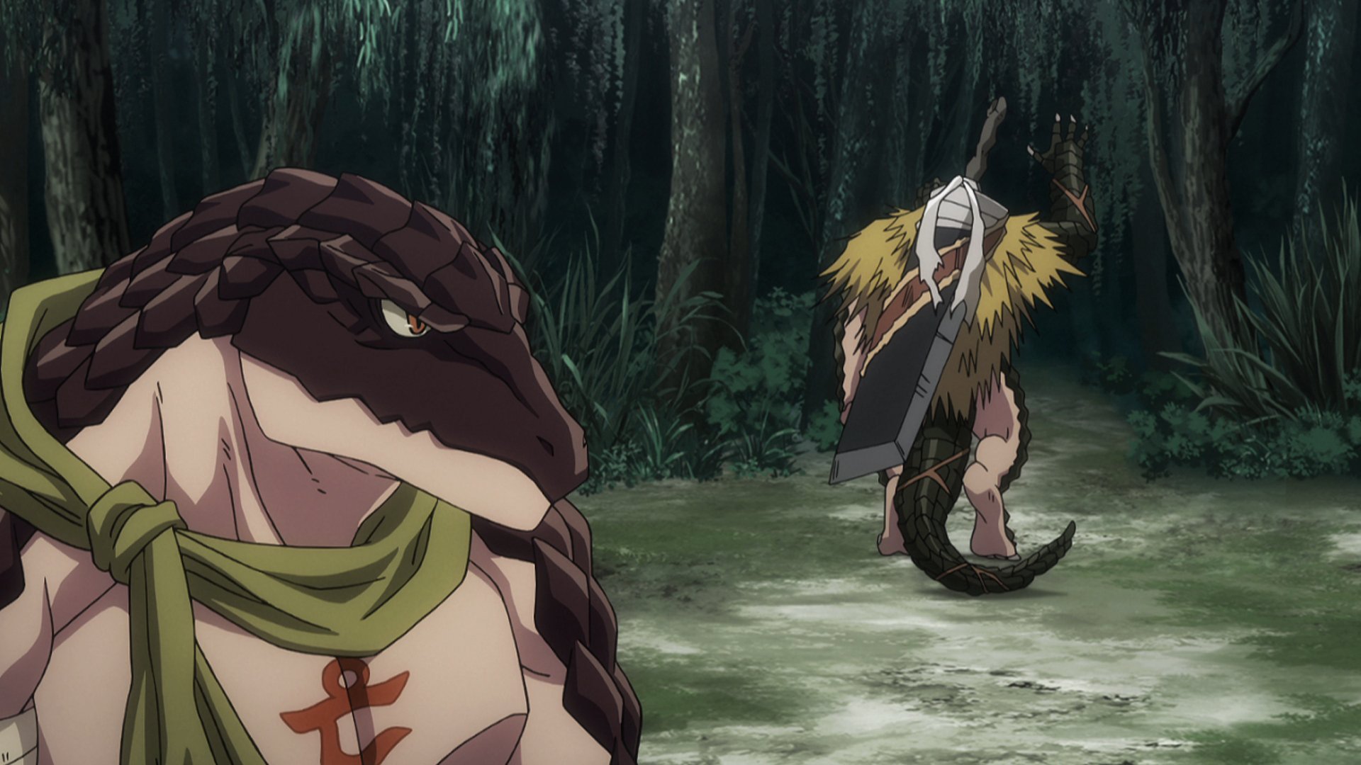 うまのめ リザードマンが鱗作画節約の為に半裸に見える いや全裸なんだけどさ オーバーロード T Co 8nddki1hdv Twitter