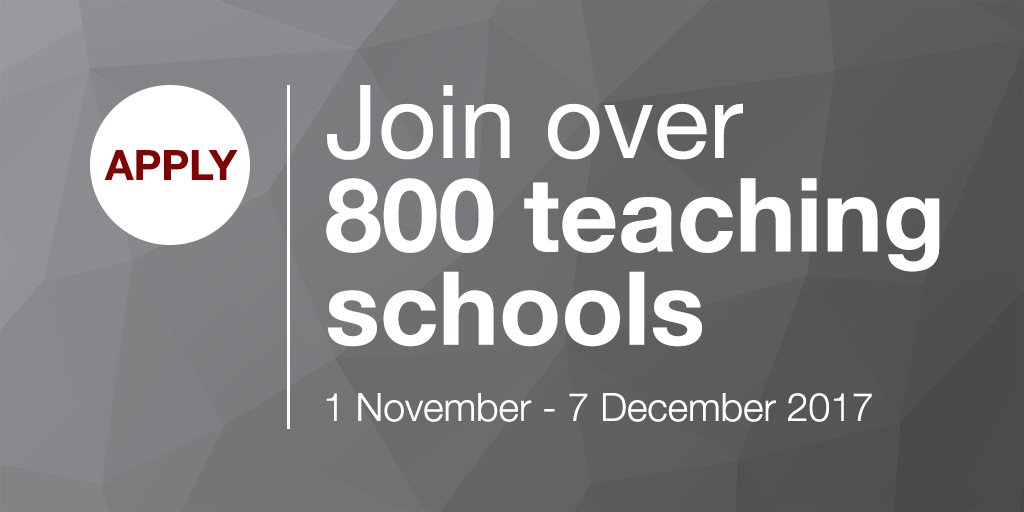 Join over 800 teaching schools, the best of the best in a school-led system. Applications now open gov.uk/guidance/teach…