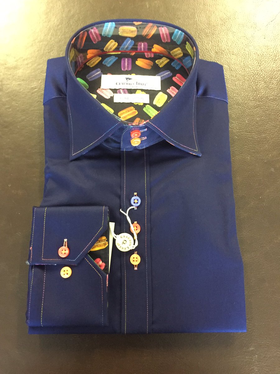 TDHMenswear's tweet photo. New arrival - Macaroon trim shirt with the ever popular rainbow stitching and buttons 👌
#claudiolugli #menswear #dappershirt https://t.co/HUUcpaGffI