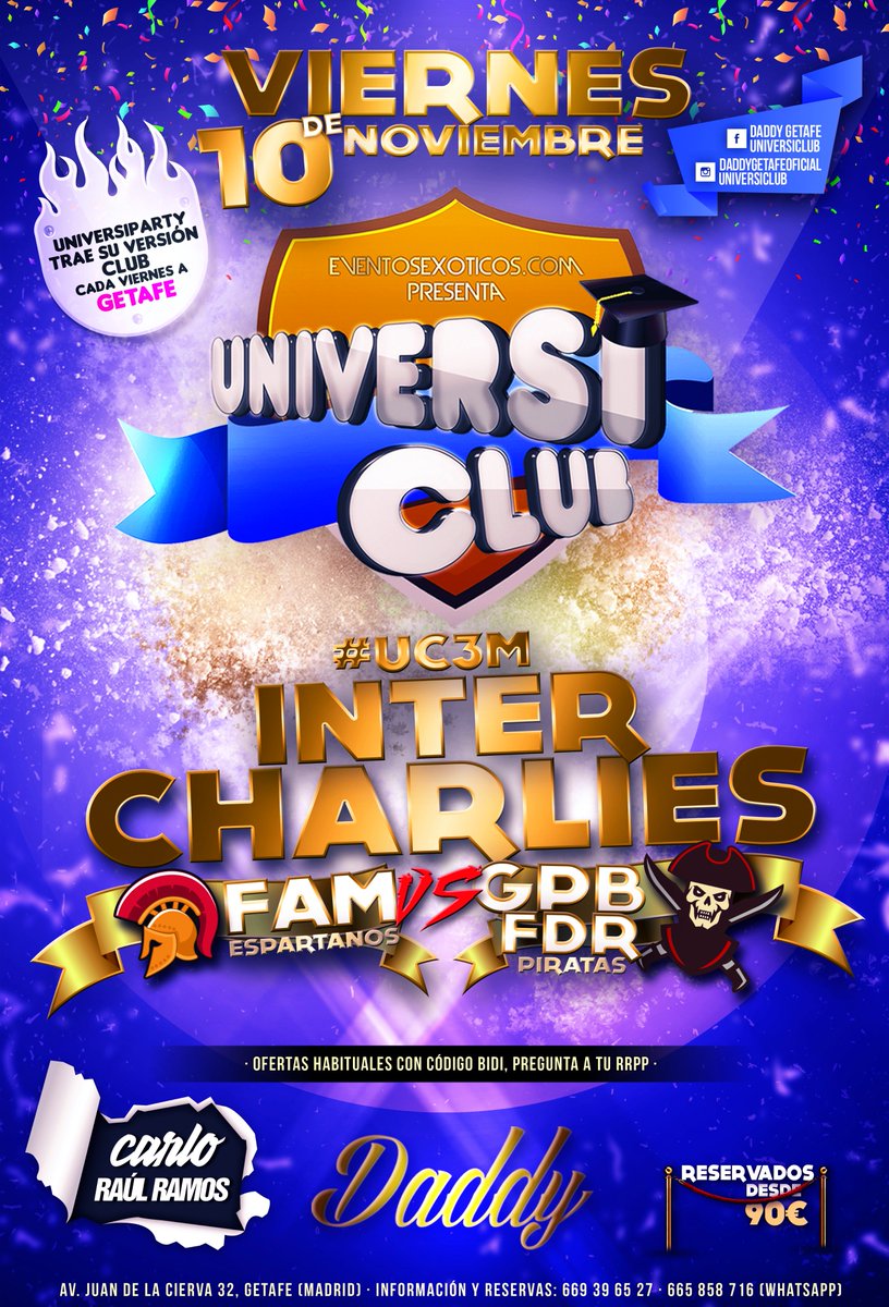 UniversiParty's tweet photo. Esta noche llega @UniversiClub #INTERCHERLIES #UC3M a #DaddyGetafe Si estรกs por el sur de Madrid no faltes. ยกTREMENDO FIESTรN! https://t.co/q3WciKYgrh