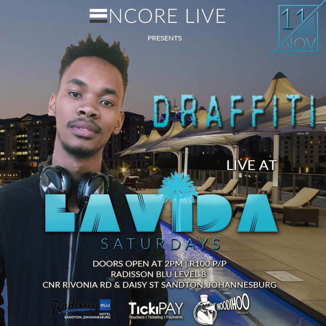 LaVidaSaturdays's tweet photo. Catch these 🔥 DJs out @RadBluSandton tomorrow for #LVS11NOV 🎉 Viva LaVida! https://t.co/WSe9gHSZbt