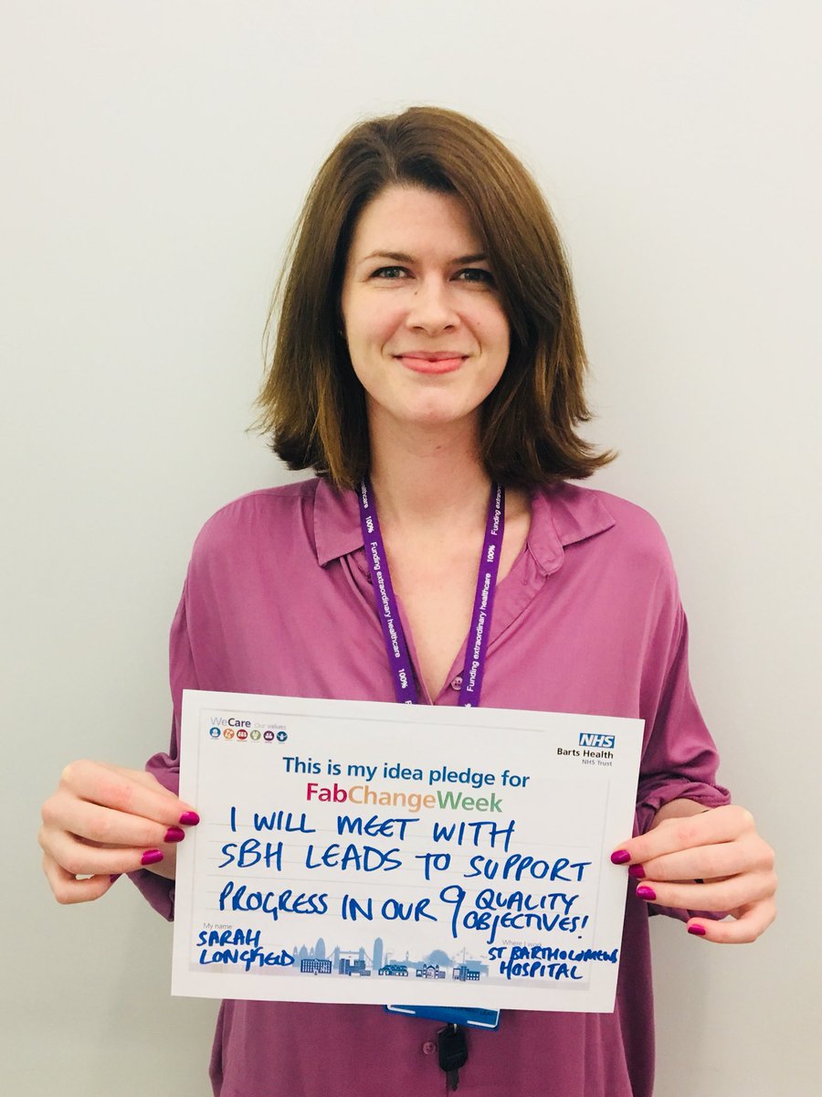 NHS_Sarah's tweet photo. So excited for #FabChangeWeek! Looking forward to talking to staff about excellent progress and exciting plans around our quality objectives at St Bartholomew’s Hospital @BartsHospital https://t.co/R38xopmAJR