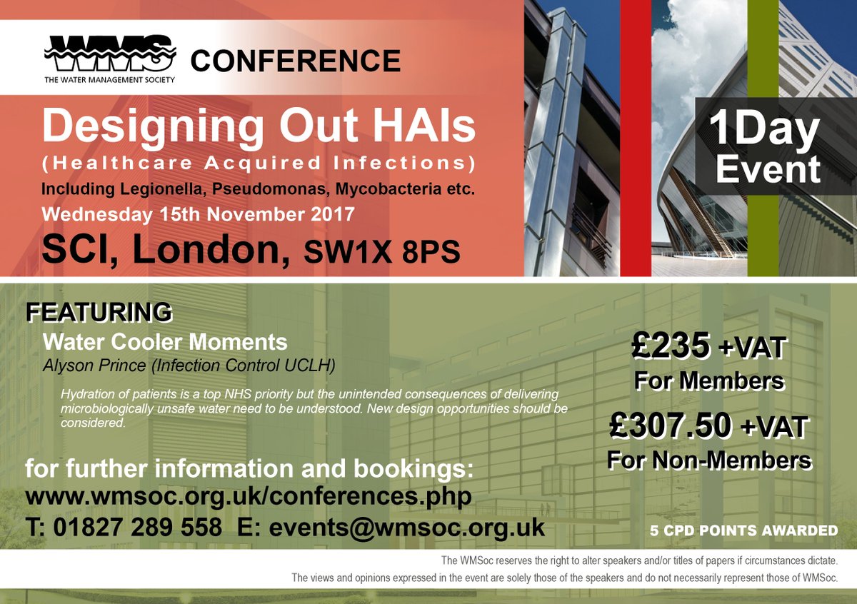 WMSoc1's tweet photo. The WMS #DesigningOut #HAIs #Event - #Wednesday 15th #November – #Water #Cooler #Moments: #Hydration of #Patients… …#New #Design #Opportunities #Should be #Considered - #Last #Spaces #Available – #Calling #LastBookings, #LastChance to #Book: https://t.co/XJhDyT0a2g https://t.co/BZRzP5jqZ0