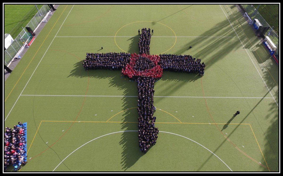 TDMS_Evesham's tweet photo. Here are some photographs from our #Remembrance Service at @TDMS_Evesham .  This year we were also joined by students from St Richard's First School who helped form the #poppy . https://t.co/2AwKuYjPWz