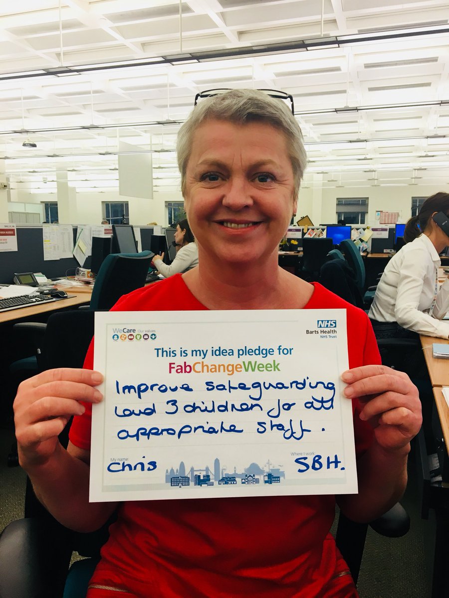 NHS_Sarah's tweet photo. Another fantastic pledge from our fantastic Senior Nurse Chris! #FabChangeWeek @BartsHospital https://t.co/7nw2oBda2f