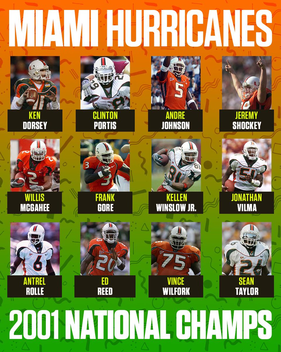 The last time Miami hosted a Saturday <a href="/CollegeGameDay/">College GameDay</a> was 2001.

That national championship team was STACKED. 👀