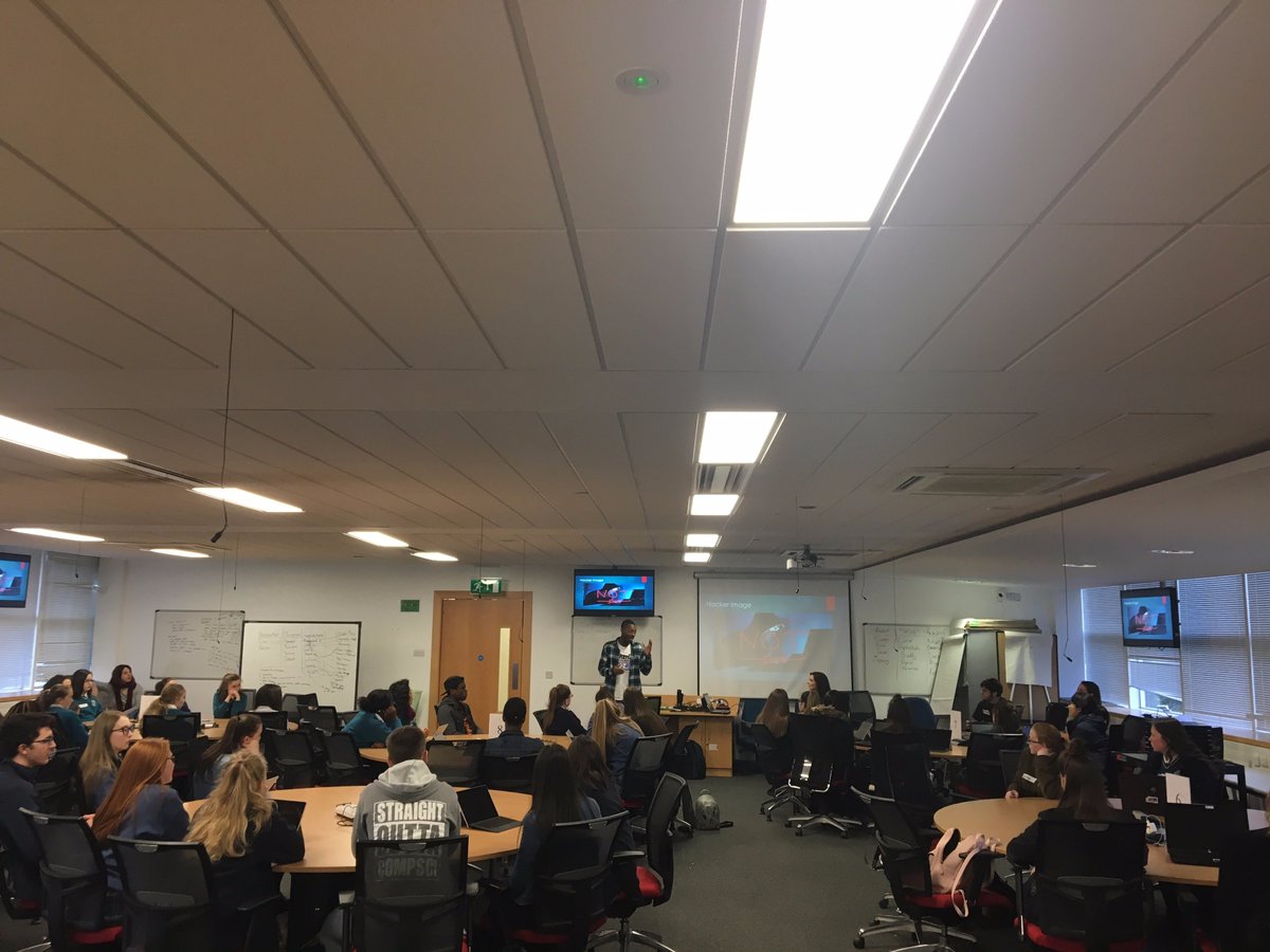 UCDCompSci's tweet photo. A busy day in the School today! We welcomed 45 TY girls from 3 schools to the first session of #CSSparks focusing on micro:bit with Stephen Howell from @Microsoft. The atmosphere is great! Brilliant work from Dr. Catherine Mooney and the CS Sparks team! #ucdcompsci #ucdforall https://t.co/jvvhMO5E9a