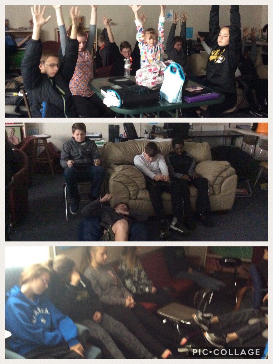 mrdanner11's tweet photo. 7th grade Health students using relaxation and meditation techniques in discussing Stress Management Skills. #esmsbestyearever #essdexcels https://t.co/W8gindA3jS