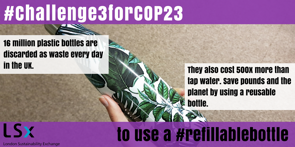 LSx_News's tweet photo. #UseAReusable : Help prevent plastic pollution, consuming small amounts of plastic in your drinks, and save money by switching to a re-usable bottle. Looks stylish too! #cop23 #challenge3forcop23 #plasticbottle @ocean_plastics @PlasticPollutes https://t.co/jrX41T0Dh3
