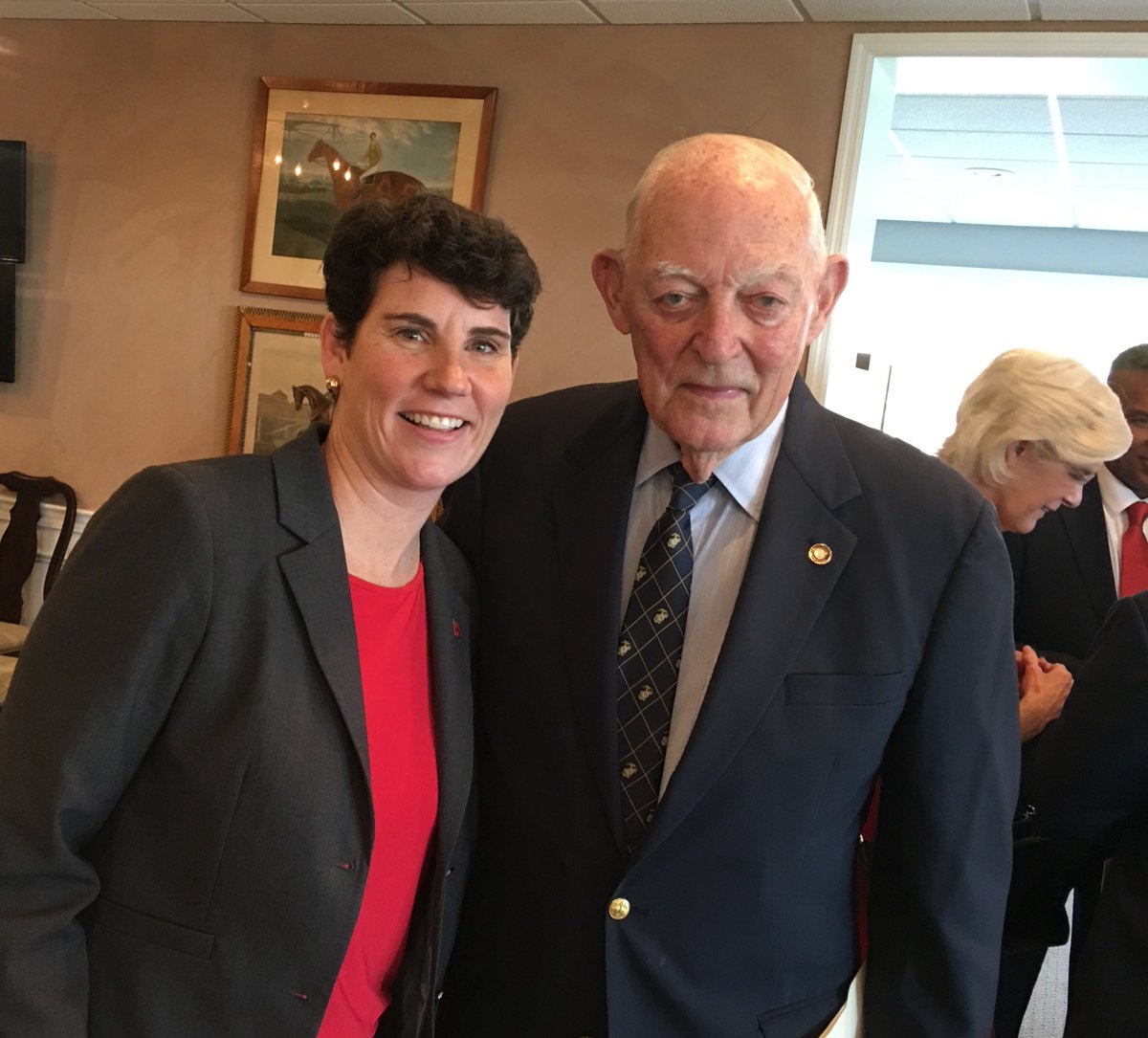 AmyMcGrathKY's tweet photo. Honored to meet Kentucky's oldest Marine, Ted Bassett, who fought in the Battle of Okinawa during WWII &amp; visit with Major Emily Culver, Guest of Honor, (who I served with in Afghanistan), at the Kentucky Annual Marine Corps Birthday Breakfast.  Semper Fi. https://t.co/5BaPuQzBXq