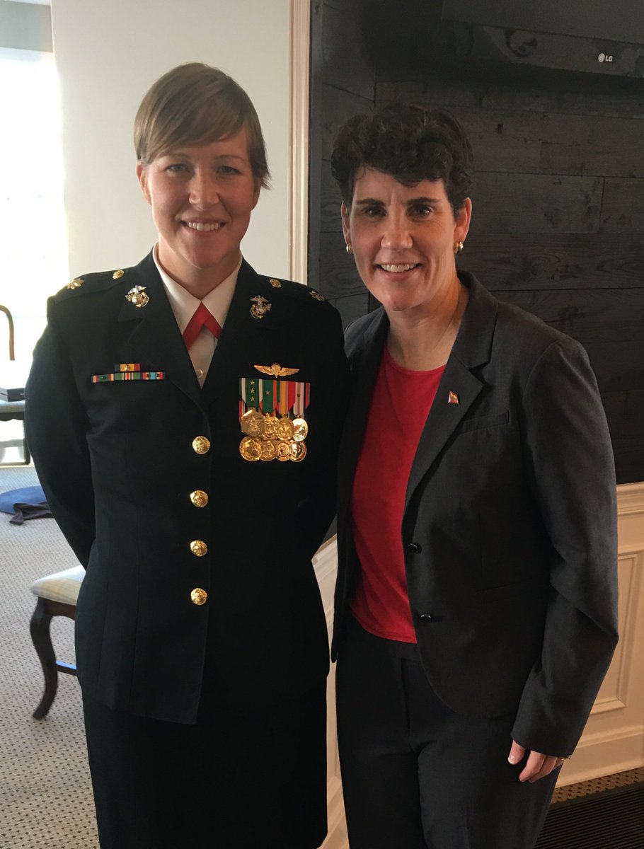 AmyMcGrathKY's tweet photo. Honored to meet Kentucky's oldest Marine, Ted Bassett, who fought in the Battle of Okinawa during WWII &amp; visit with Major Emily Culver, Guest of Honor, (who I served with in Afghanistan), at the Kentucky Annual Marine Corps Birthday Breakfast.  Semper Fi. https://t.co/5BaPuQzBXq
