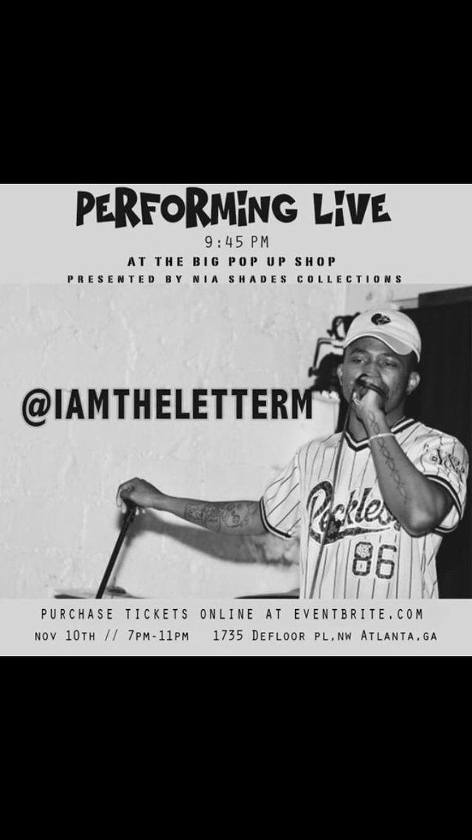 iamtheletterm's tweet photo. Tonight alongside the other talented artists tagged below 🕊
Much love to @NiaShadesCo !!
#MSZN #NiaShadesCollection https://t.co/YyOblRIgPS