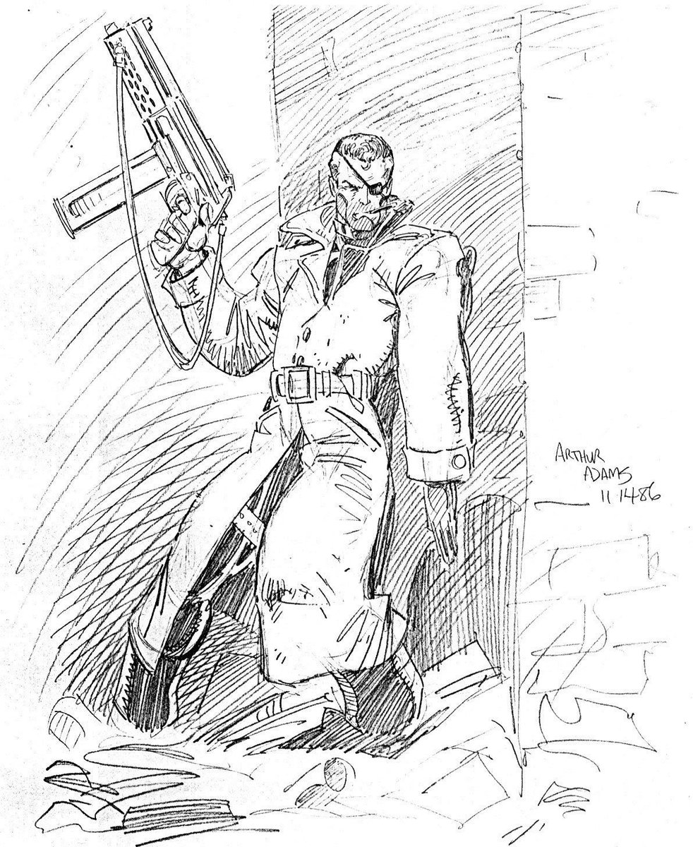 DailyArtAdams's tweet photo. Nick Fury, 1986 https://t.co/XNDjGfMCDL