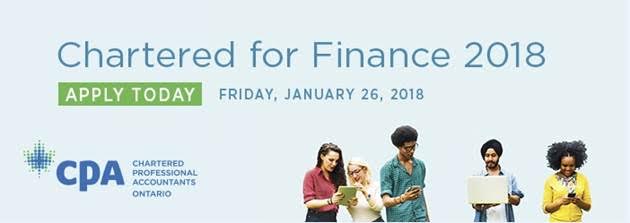CPA Ontario’s eighth annual Chartered for Finance (CFF) conference is being held on Friday, January 26, 2018, at the InterContinental Centre Hotel in downtown Toronto. Application deadline is November, 29, 2017! Check out our CPA Ontario-<a href="/CPAYork/">CPA York</a> facebook page for more details!