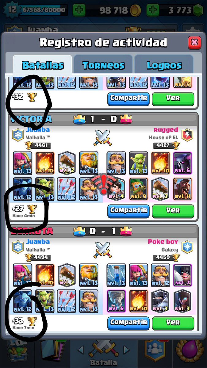 Juanba_Valhalla's tweet photo. La verdad cada día tengo más ganas y argumentos para abandonar ladder

1) Todos maxeados! Y encima hacen BM con eso, los vírgenes!

2) Nunca me dan más de 30 🏆 pero siempre me sacan más de eso! 

Chupate una pija, Supercell https://t.co/lU3Mv6HB06
