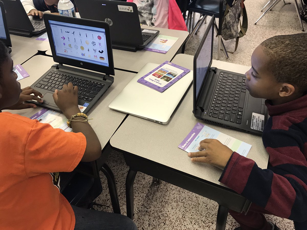 LenardITC's tweet photo. @MrsWest3rd #Fisherflamingos applying sequencing skills to create @scratch stories! #IntegrateEdTech #InnovativeEdTech #coding @RPS_Schools @RVAITRTs https://t.co/OknVbcH1u6