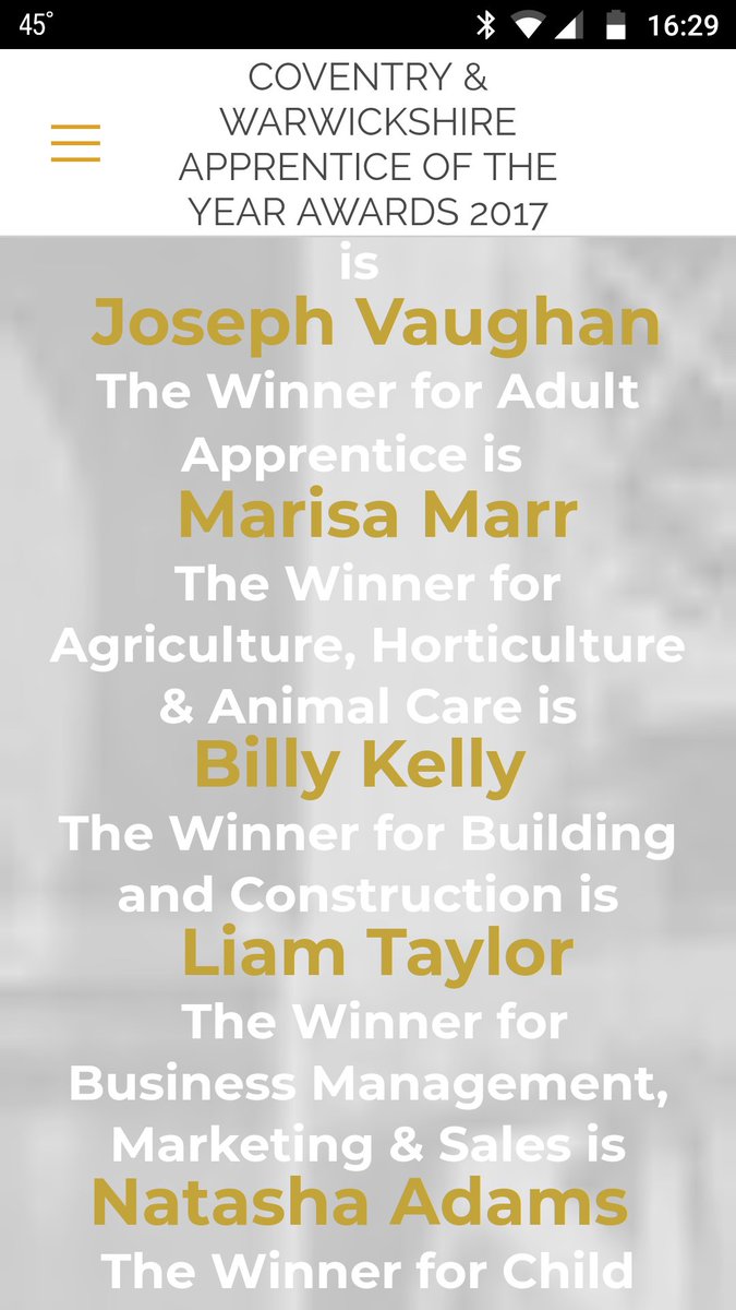 Billy_George_K's tweet photo. Brilliant night Last night !! Came first in my category ! #happy #feelingproud #cwapprenticeawards https://t.co/9FSTlZUn1E