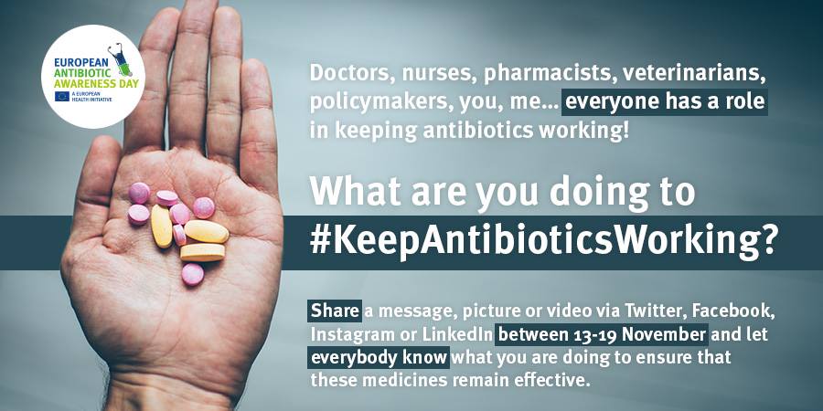 EU_Health's tweet photo. What do you do to #KeepAntibioticsWorking? Join the campaign between 13 and 19 November, by posting your own messages, pictures or videos!

#AMR #AntimicrobialResistance #EAAD #WAAD 

https://t.co/2OvERVX4Ip https://t.co/92IcDZK41J