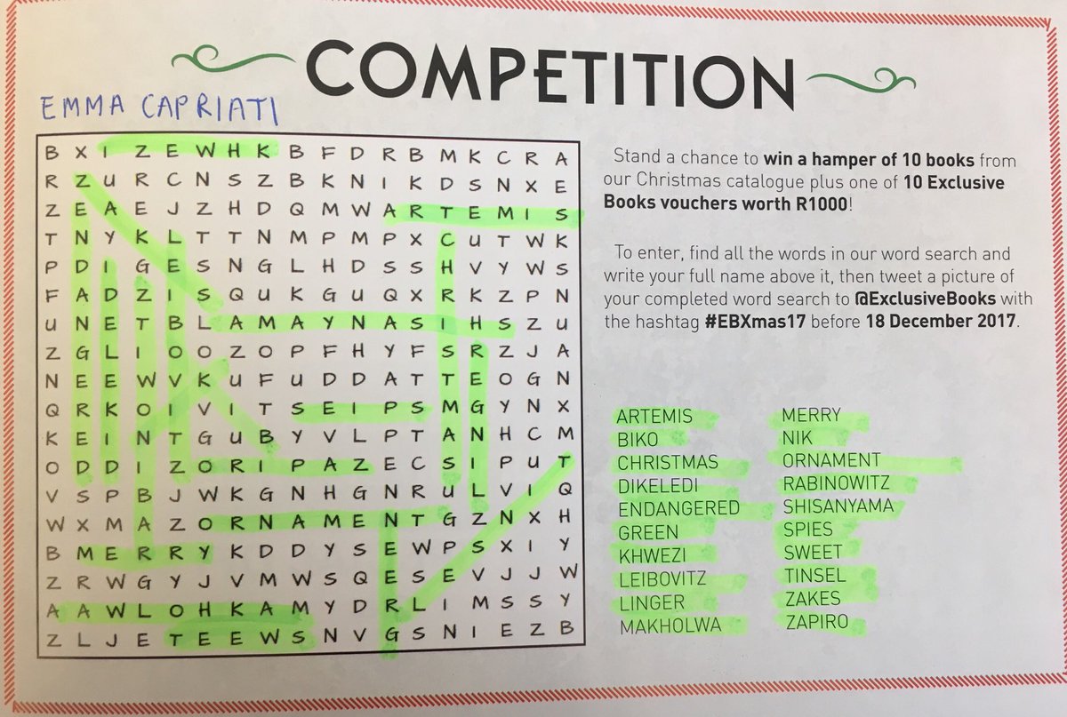 EmmaCapriati's tweet photo. #EBXmas17 @ExclusiveBooks https://t.co/oZHsjXhc9a