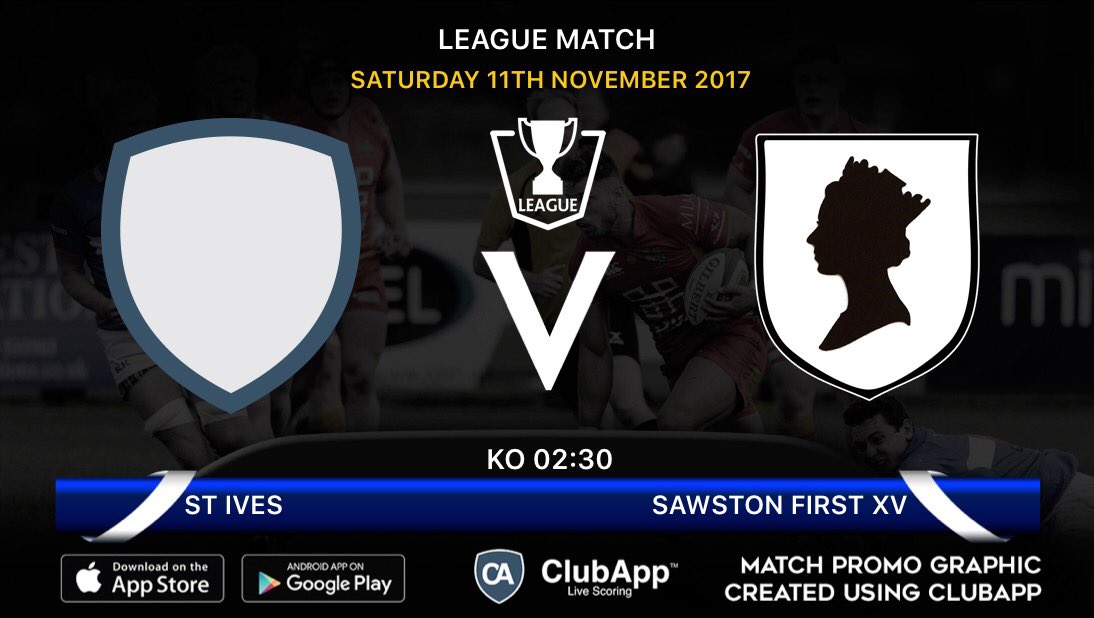 This weeks big game is against ST Ives away! 2:30 kick off. COME ON SAWSTON!!
