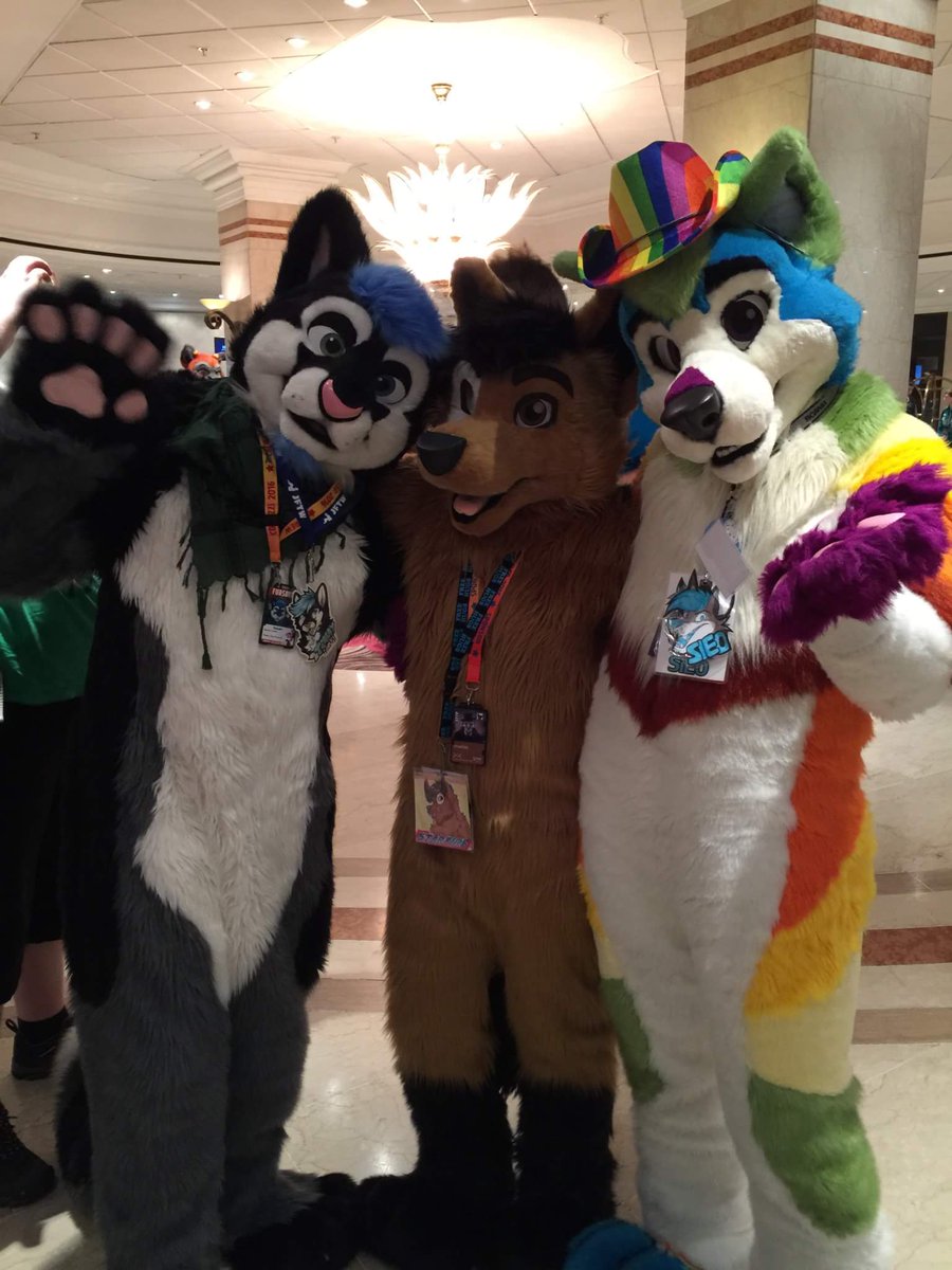 Starfirewolfie's tweet photo. It has been a while since I posted a #FursuitFriday so have this from #CFz2016 with @SieoPup @griffindurr https://t.co/wOEzfVYNWN