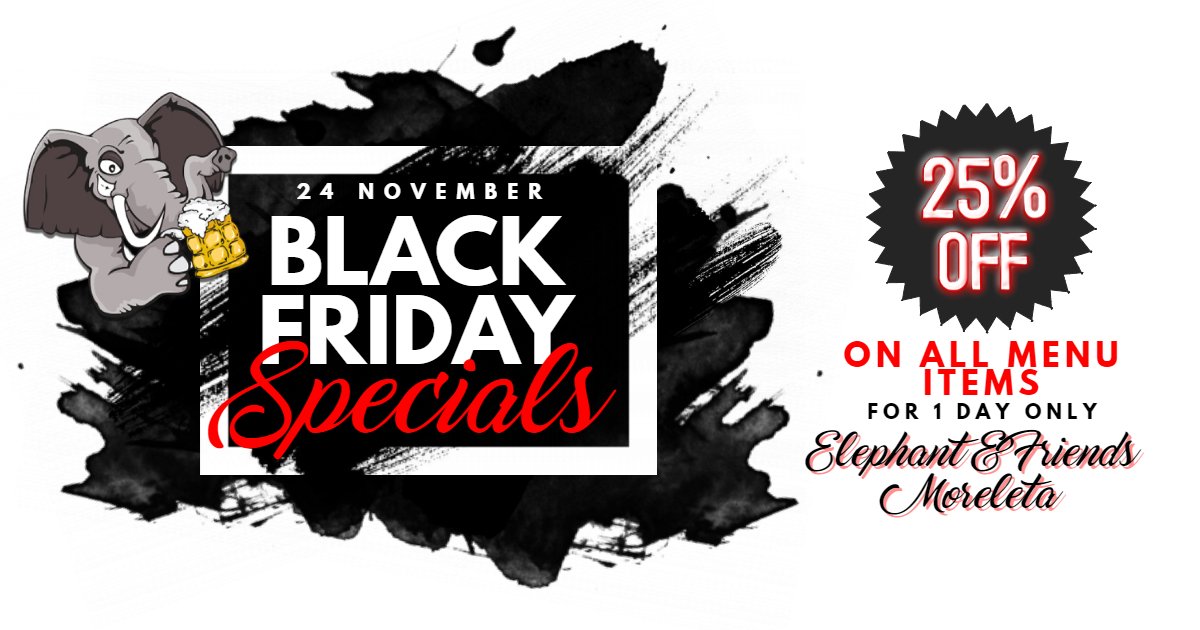 ElliesPub's tweet photo. 25% off ALL Items on our normal food menu!!!  This includes all food, wine and craft beer. #BlackFriday #sale #deals #Special T's &amp; C's apply https://t.co/RP7obkxgfe