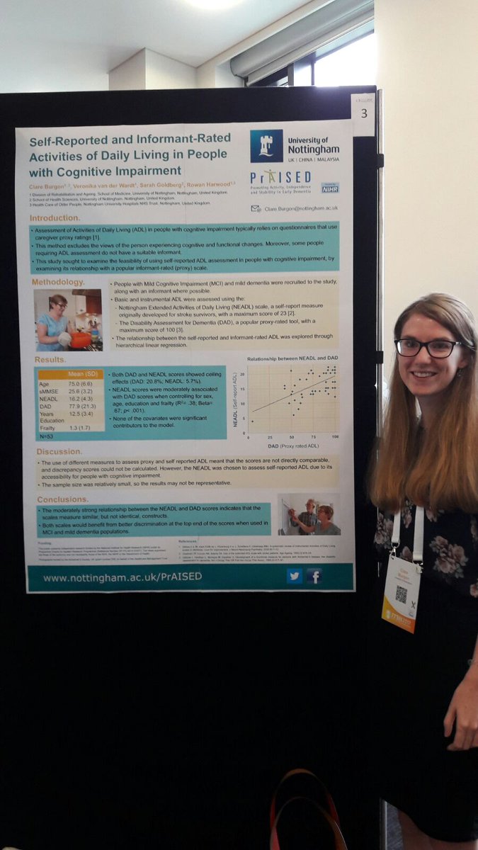 BurgonClare's tweet photo. Enjoyed hearing about all the fantastic research going on into falls & frailty. #FFBH2017 #Dublin. Here's me presenting my @PrAISEDUoN poster 😊 https://t.co/2UhXfQGeuv