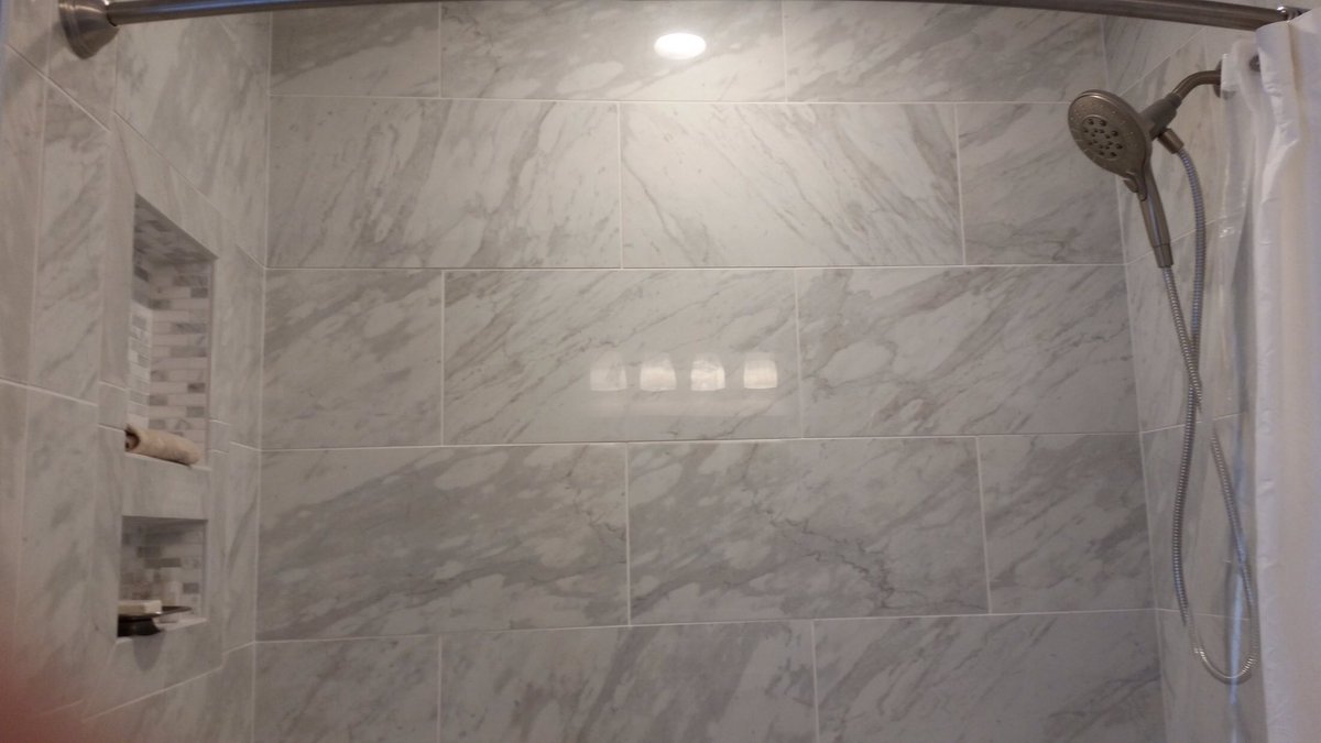 barretta_tile's tweet photo. There's nothing better then a new remodeled bathroom. And our customers are in LOVE with theirs! #barrettatileandstone #voorheesnj #voorheesdesigncenter #bathroomremodel #porcelaintile #ceramictiles #bathroom #design #interiordesign #tiles https://t.co/MPiF7X15UW