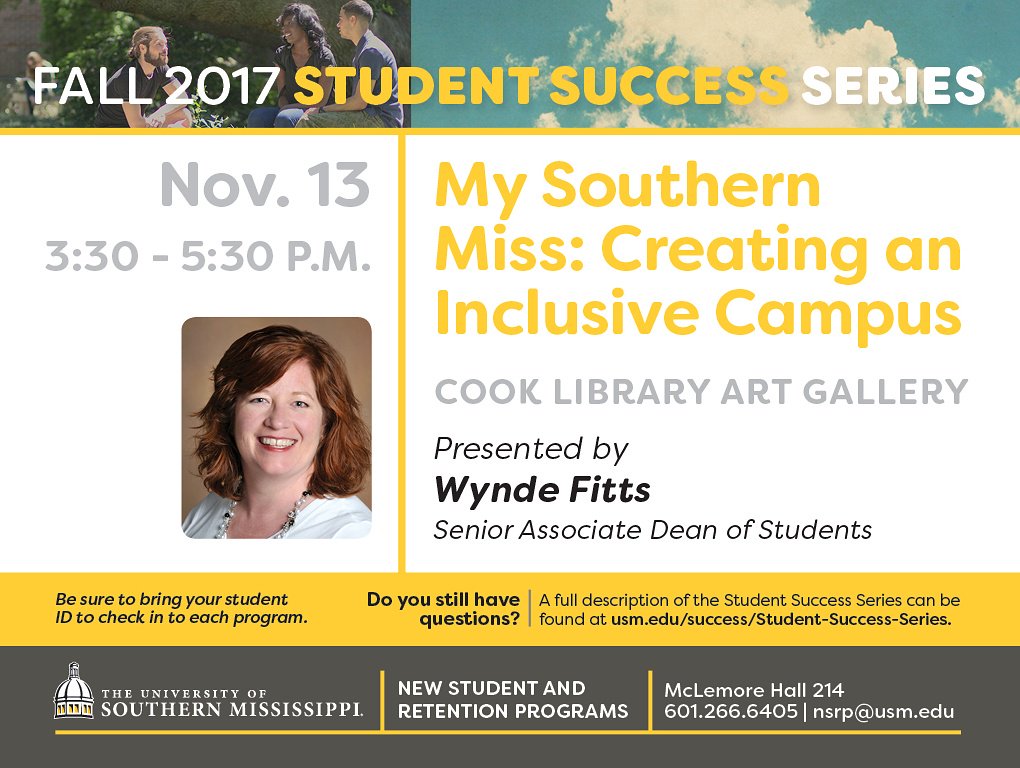 The Student Success Series continues this Monday, November 13, in the Cook Library Art Gallery with Wynde Fitts.